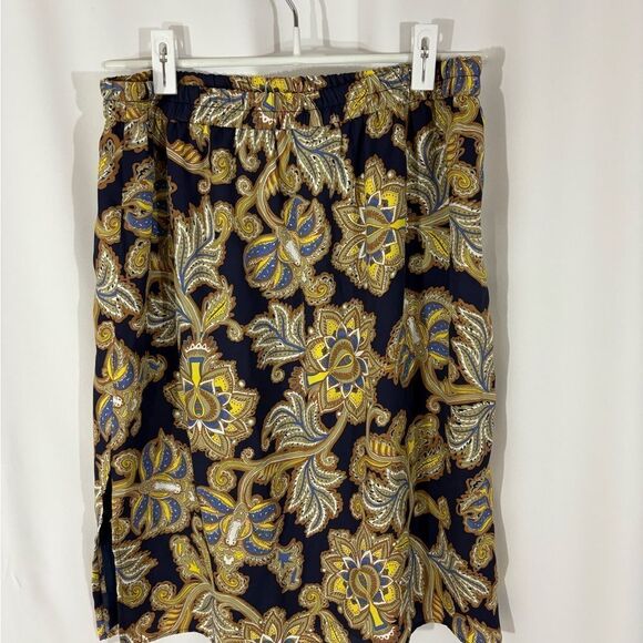 LOFT Blue Floral Print Skirt - Picture 4 of 8